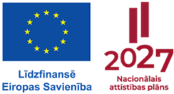 Logo: Līdzfinansē Eiropas Savienība; Nacionālais attīstības plāns 2027