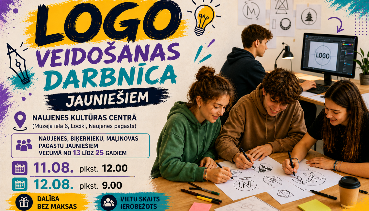 Logo veidošanas darbnīca jauniešiem Naujenē afiša